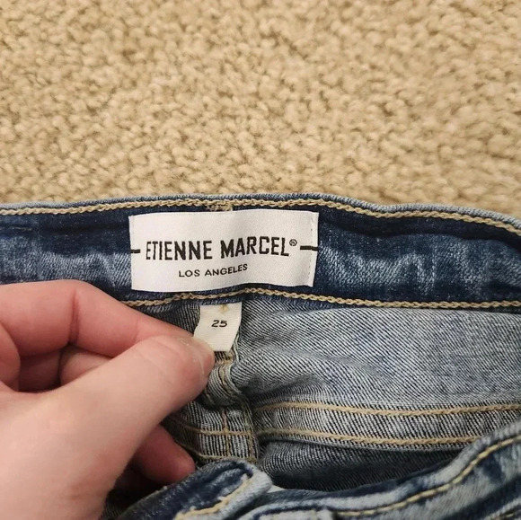 Etienne Marcel Size 25 Medium Blue Wash Jeans Straight Leg Red Zippers #C63 - Picture 6 of 7
